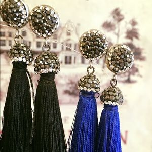 Jewelry earrings silk with marquesita blue /black